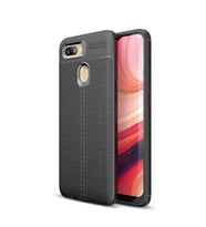 Oppo AX7 Kılıf Zore Niss Deri Desenli Silikon Kılıf (Siyah)