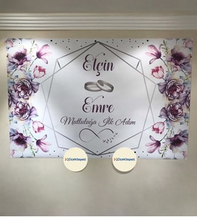 100x70cm Söz, Nişan, Kına Gecesi, Düğün İçin Kişiye Özel Branda Afiş Arka Fon