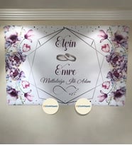 100x70cm Söz, Nişan, Kına Gecesi, Düğün İçin Kişiye Özel Branda Afiş Arka Fon