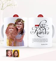 BK Gift Kişiye Özel Karikatürlü Kız Kardeş Beyaz Kupa Bardak-2