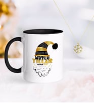 BK Gift Kişiye Özel Yılbaşı Mutlu Yıllar Siyah Kupa ve Kar Tanesi Kolye-8 (Model 1)