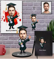 Kişiye Özel Mezuniyet Karikatürlü 5 li Hediye Seti Bay-1
