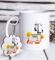 BK Gift Kişiye Özel Mesleki Formen Beyaz Kupa ve Anahtarlık Hediye Seti (Model 1)