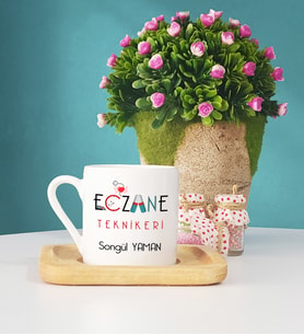 Eczane Teknikeri Ahşap Altlıklı Türk Kahvesi Fincanı