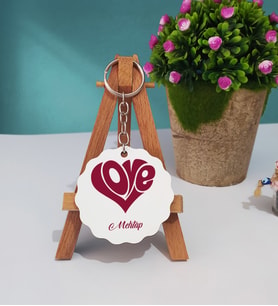Sevgiliye Hediye Love Tasarımlı Sevgili Ahşap Anahtarlık