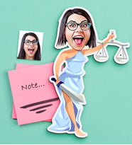 BK Gift Kişiye Özel Bayan Avukat Karikatürlü Ahşap Magnet-1 (Çok Renkli)