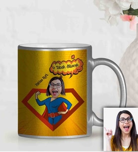 BK Gift Kişiye Özel Anneler Günü Temalı Gümüş Yaldızlı Karikatürlü Kupa Bardak Gu3