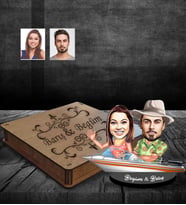 Kişiye Özel Sevgili Karikatürlü Ahşap Biblo Kutulu Model 19