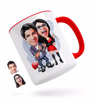 BK Gift Kişiye Özel Sevgililer Karikatürlü Kırmızı Kupa Bardak-1
