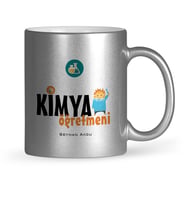 BK Gift Kişiye Özel Kimya Öğretmeni Gümüş Yaldızlı Kupa Bardak  1