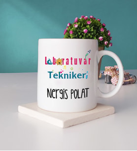 Laboratuvar Teknikeri Kupa Bardak ve Taş Bardak Altlığı Seti