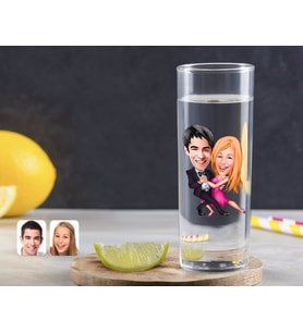 BK Gift Kişiye Özel Renkli Baskılı Sevgililer Karikatürlü Vodka Bardağı-13 (Beyaz)