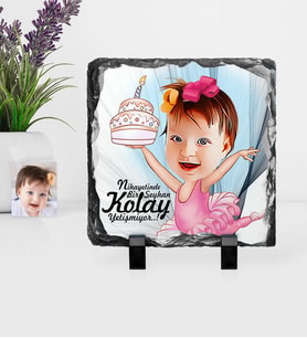 BK Gift Kişiye Özel Kız Çocuk Doğum Günü Karikatürlü Dekoratif Doğal Taş  1