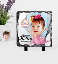 BK Gift Kişiye Özel Kız Çocuk Doğum Günü Karikatürlü Dekoratif Doğal Taş  1