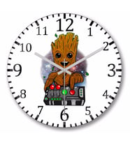 Baby Groot Baby Tree Don't Push Duvar Saati Bombeli Gercek Cam