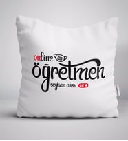 BK Gift Kişiye Özel Online Öğretmen Beyaz Yastık-1