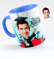 BK Gift Kişiye Özel Bay Mezun Karikatürlü Mavi Kupa Bardak  1