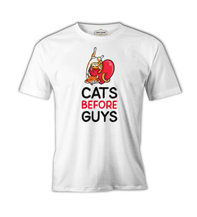 Cats Before Guys Beyaz Erkek Tshirt