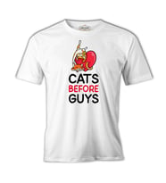 Cats Before Guys Beyaz Erkek Tshirt