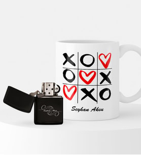 BK Gift Kişiye Özel Sevgililer Günü Temalı Çakmak ve Kupa Seti - 71