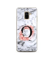 Mermer Çiçekli Harf Tasarım Süper Şeffaf Silikon Telefon Kılıfı Samsung A8 Plus 