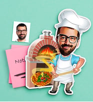 BK Gift Kişiye Özel Bay Kebapçı Ustası Karikatürlü Ahşap Magnet (Çok Renkli)