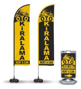 Oto KiralamaTemalı 2 Yelken Bayrak ve A Tabela Reklam Paketi