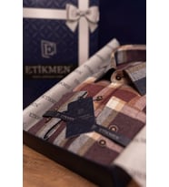 Lacivert Bordo Desenli Slimfit Oduncu Hediye Kutulu Erkek Gömlek