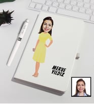 Kişiye Özel Karikatürize Prenses Defter Kalem Seti Beyaz 91326