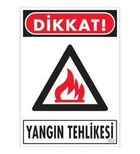 SÖNSAN UYARI LEVHALARI ''DİKKAT YANGIN TEHLİKESİ '' PVC 25*35