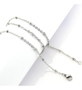 Chavin 2 mm. 50 cm. ince Araları Toplu Çelik Kolye Zinciri eb28 (Beyaz)