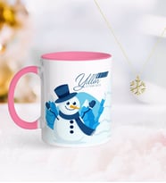 BK Gift Kişiye Özel Yılbaşı Mutlu Yıllar Pembe Kupa ve Kar Tanesi Kolye-21 (Model 1)
