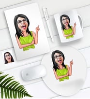 BK Gift Kişiye Özel Bayan Karikatürlü Defter Kalem Kupa Mouse Pad Seti-19 (Model 1)