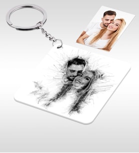 BK Gift Kişiye Özel Karakalem Fotoğraf Baskılı Anahtarlık