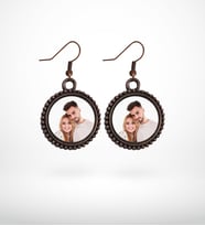 BK Gift Kişiye Özel Fotoğraflı Antik Bakır Yaldız Küpe Model 5