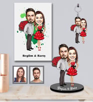 Kişiye Özel Sevgili Karikatürlü 3 lü Hediye Seti Model 10