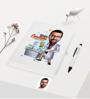 BK Gift Kişiye Özel Bay Kimya Öğretmeni Temalı Karikatürlü Beyaz Defter Kalem Hediye Seti - 2