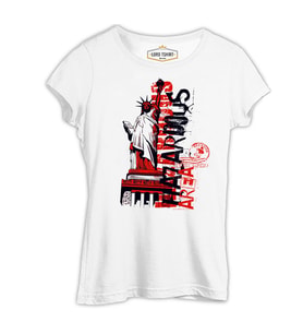 New York - Liberty Area Beyaz Kadın Tshirt
