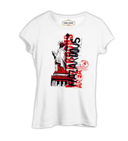 New York - Liberty Area Beyaz Kadın Tshirt