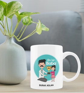 Babalar Günü Kişiye Özel Kupa Bardak - En İyi Baba Kupa Tasarımı (Beyaz)