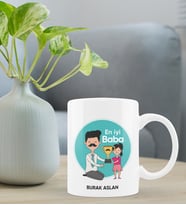 Babalar Günü Kişiye Özel Kupa Bardak - En İyi Baba Kupa Tasarımı (Beyaz)