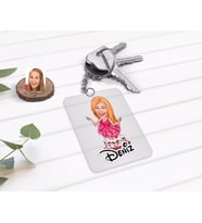 BK Gift Kişiye Özel Kadın Doğum Günü Karikatürlü Şeffaf Pleksi Anahtarlık (Beyaz)