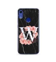 Mermer Çiçekli Harf Tasarım Süper Şeffaf Silikon Telefon Kılıfı Huawei Honor 8A 