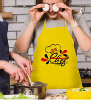BK Gift Kişiye Özel Chef Sarı Mutfak Önlüğü  4