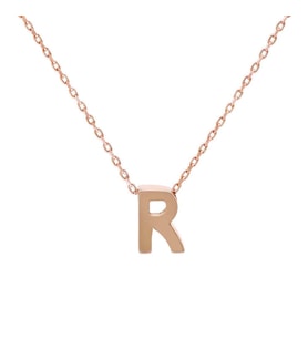 3D Tasarım Rose Renk 925 Ayar Gümüş " R" Harf Kolye (Çok Renkli)