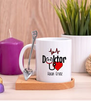 Doktor Ahşap Altlıklı Beyaz Kupa Bardak