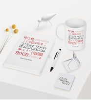 BK Gift Kişiye Özel İngilizce Öğretmeni Temalı Beyaz Defter Kalem Kupa Ayna Seti - 6