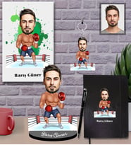 Kişiye Özel Sporcu Karikatürlü 5 li Hediye Seti Bay-4
