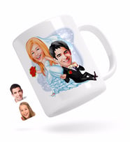 BK Gift Kişiye Özel Evleniyoruz Karikatürlü Beyaz Kupa Bardak-2