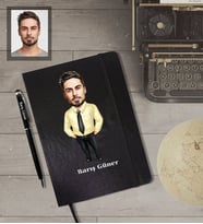 Kişiye Özel Öğretmen KarikatürlüSiyah Defter Kalem Hediye Seti  Bay-13